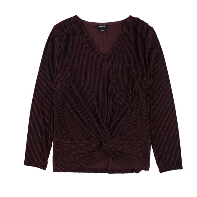 Alfani Womens Striped Pullover Blouse darkpurple XS