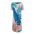 thumbnail image 5 of DBAIXID Knee Length Dress for Women Summer Plus Size Short Sleeve Crewneck Floral Print Flowy Midi Dresses with Pocket Blue 2XL, 5 of 7