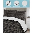thumbnail image 4 of Quilts Queen Size Bedding Set, Black Floral Abstract Lightweight Quilted Comforter, Vintage Ethnic Bohemian Flowers Soft Reversible Bedspread Coverlet with Pillow Covers for All Season, 90" x 96", 4 of 7