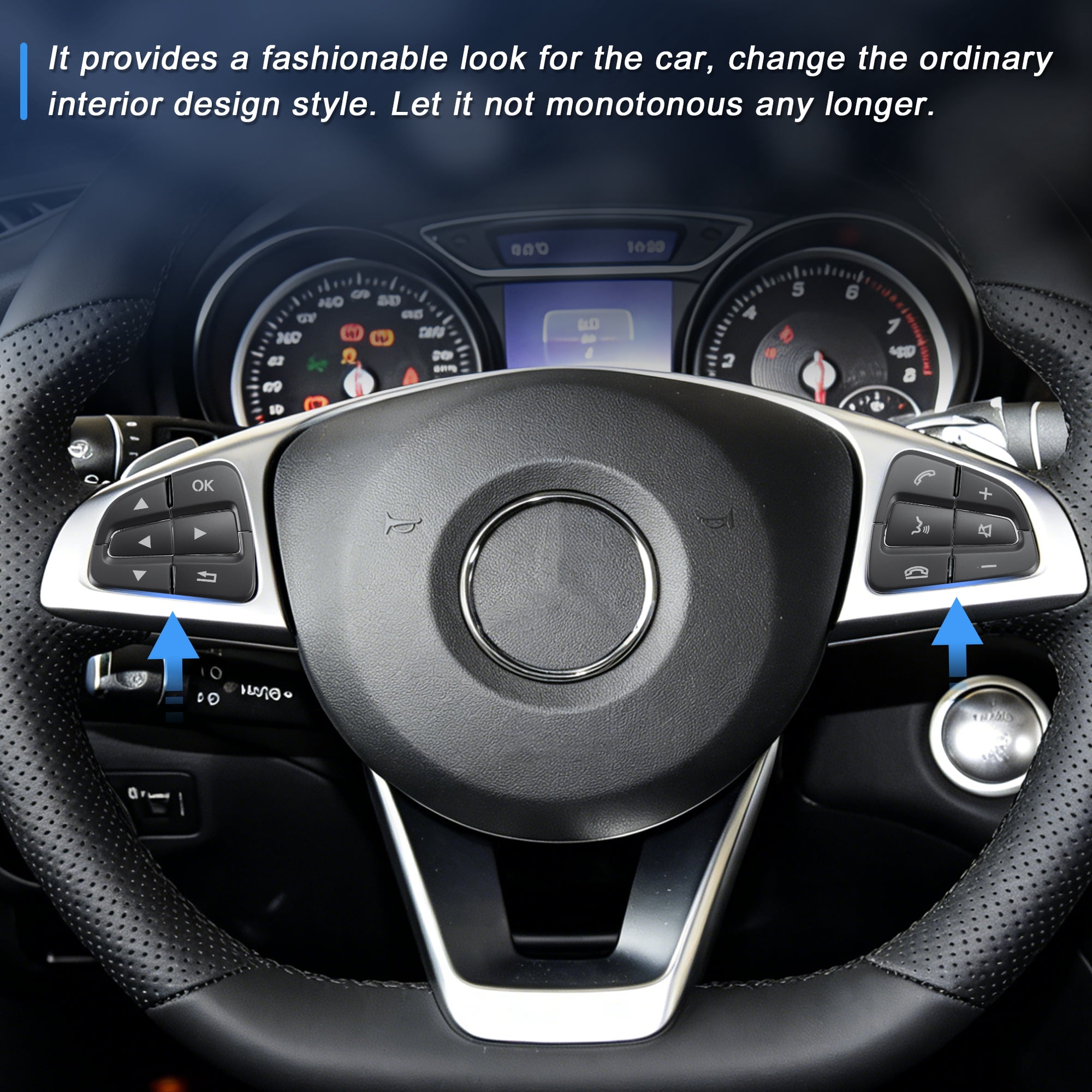 Unique Bargains 12 Pcs Car Interior Steering Wheel Button Cover Trim for Mercedes-Benz