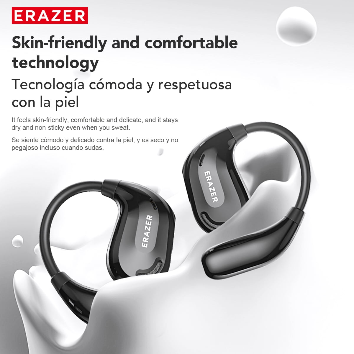 ERAZER XT66PRO Wireless Bluetooth 5.4 Open-Ear Earbuds, Earhook Headphones with 40H Playtime, IPX5 Waterproof for Sports & Work, Black + Earbud Case