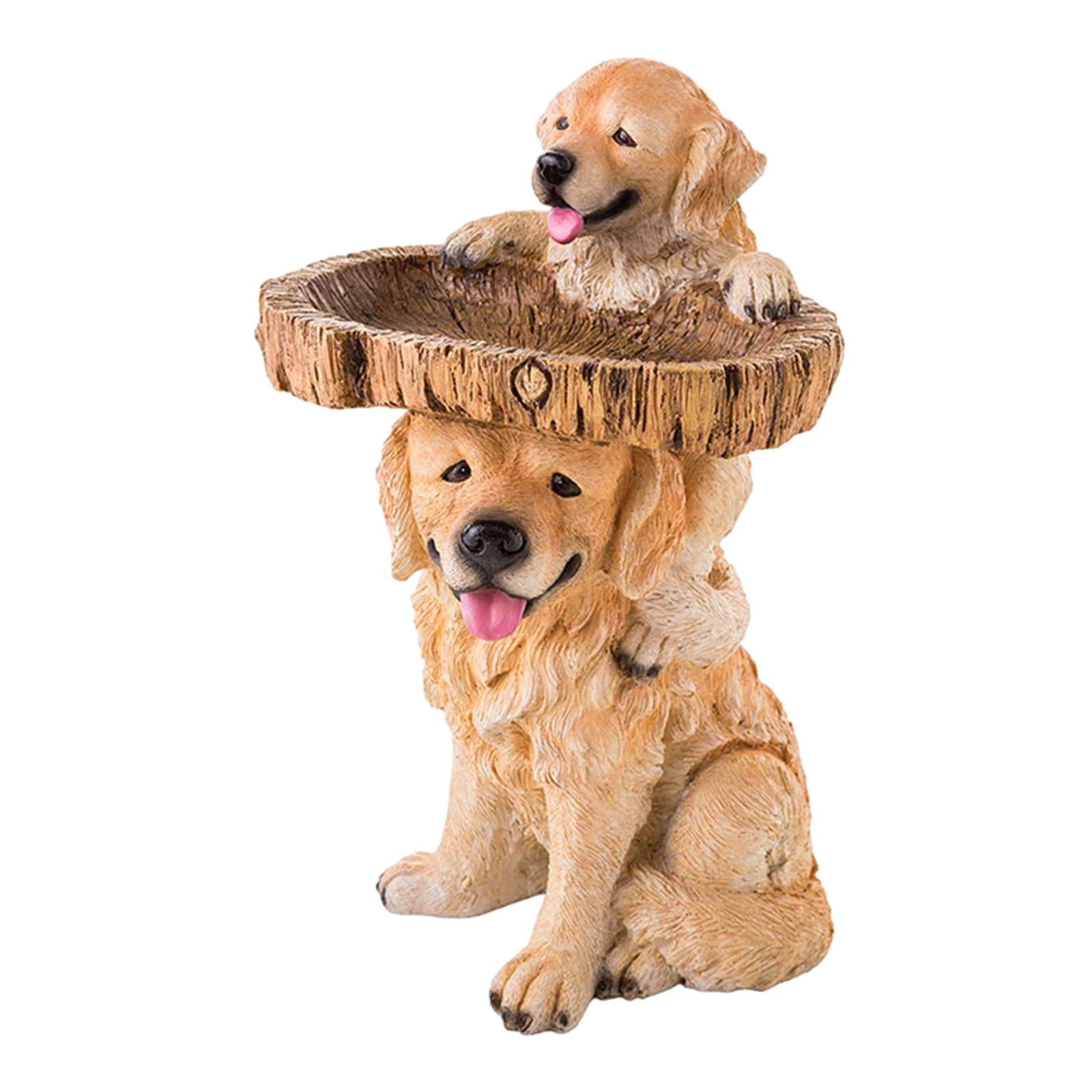 YWMJZEU Dog Figurine, Resin Feeder, Feeding Station, Landscaping Garden, Bird Bath Bowl,