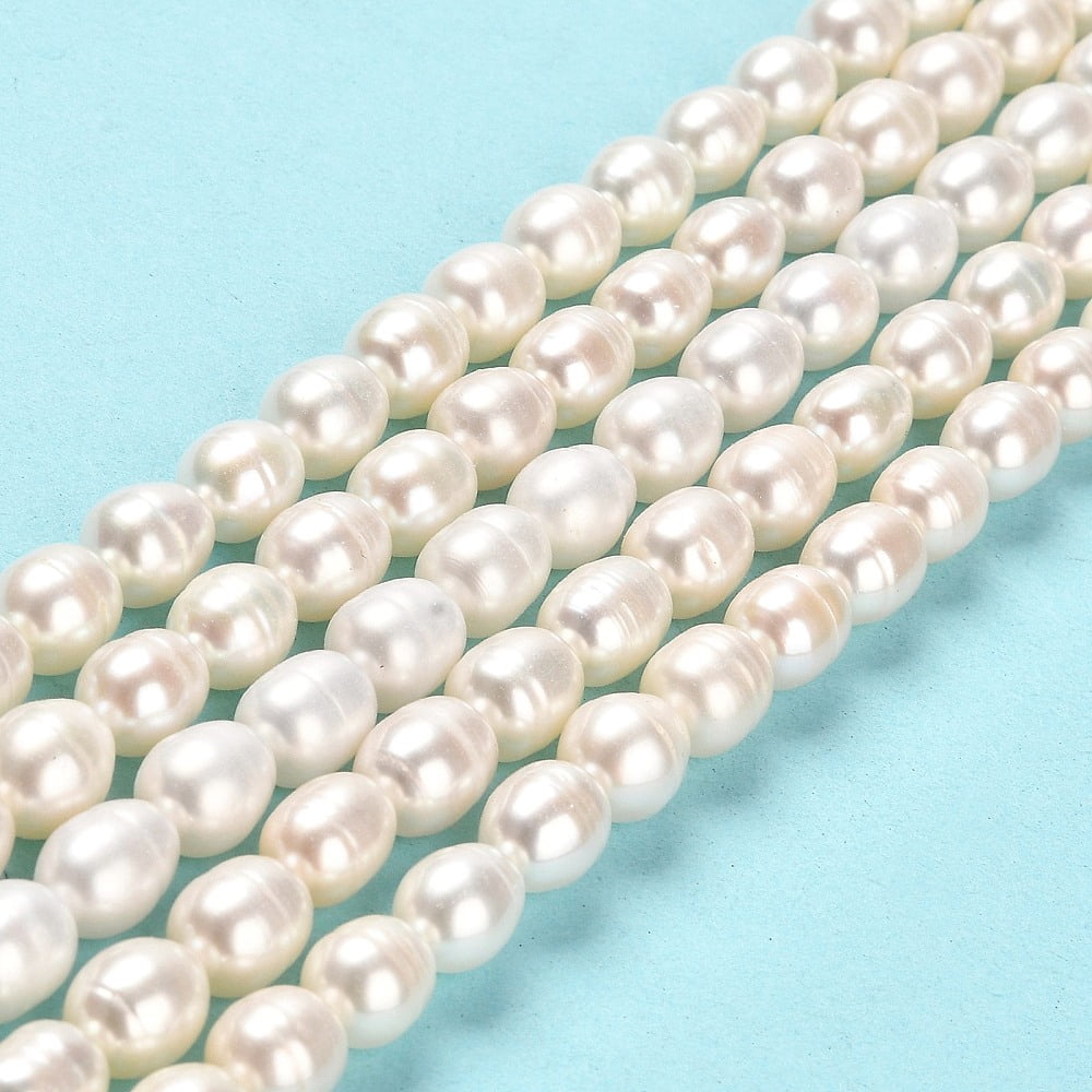 1strand Cultured Freshwater Pearl Beads Strands Rice Grade 2A Linen 7~8x7mm Hole: 0.7mm about 41~42pcs/strand 14.17~14.37 inch(36~36.5cm)