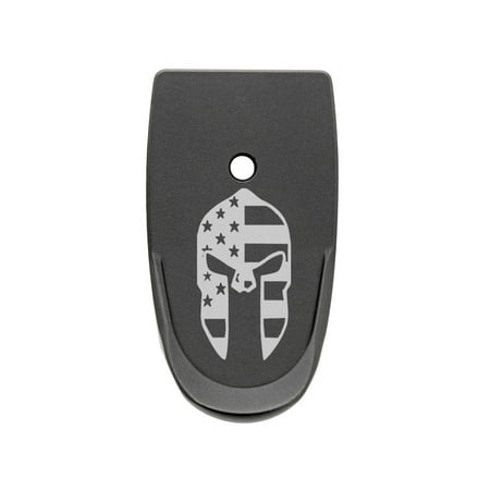 - for Smith & Wesson Shield .45 6RD Magazine Plate Finger Extension Textured NDZ Black Spartan Helmet US Flag
