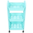 thumbnail image 4 of HEMOTON Sky-blue Plastic Storage Cart with 3-layer Shelf for Kitchen and Bathroom Organization, 4 of 8