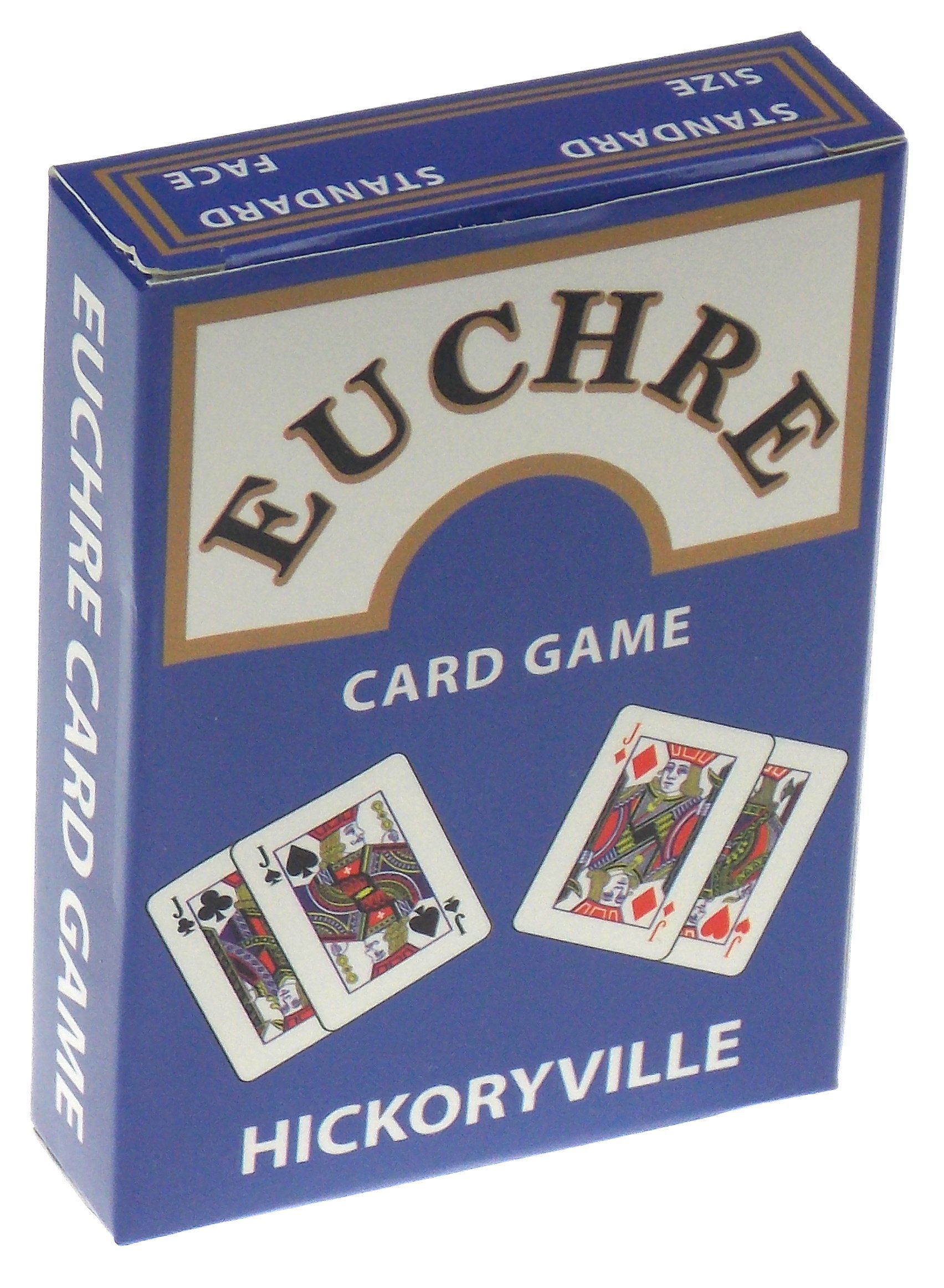 Hickoryville Euchre Playing Cards -2 Euchre Decks in 1 Box with Tan Leather Storage Case