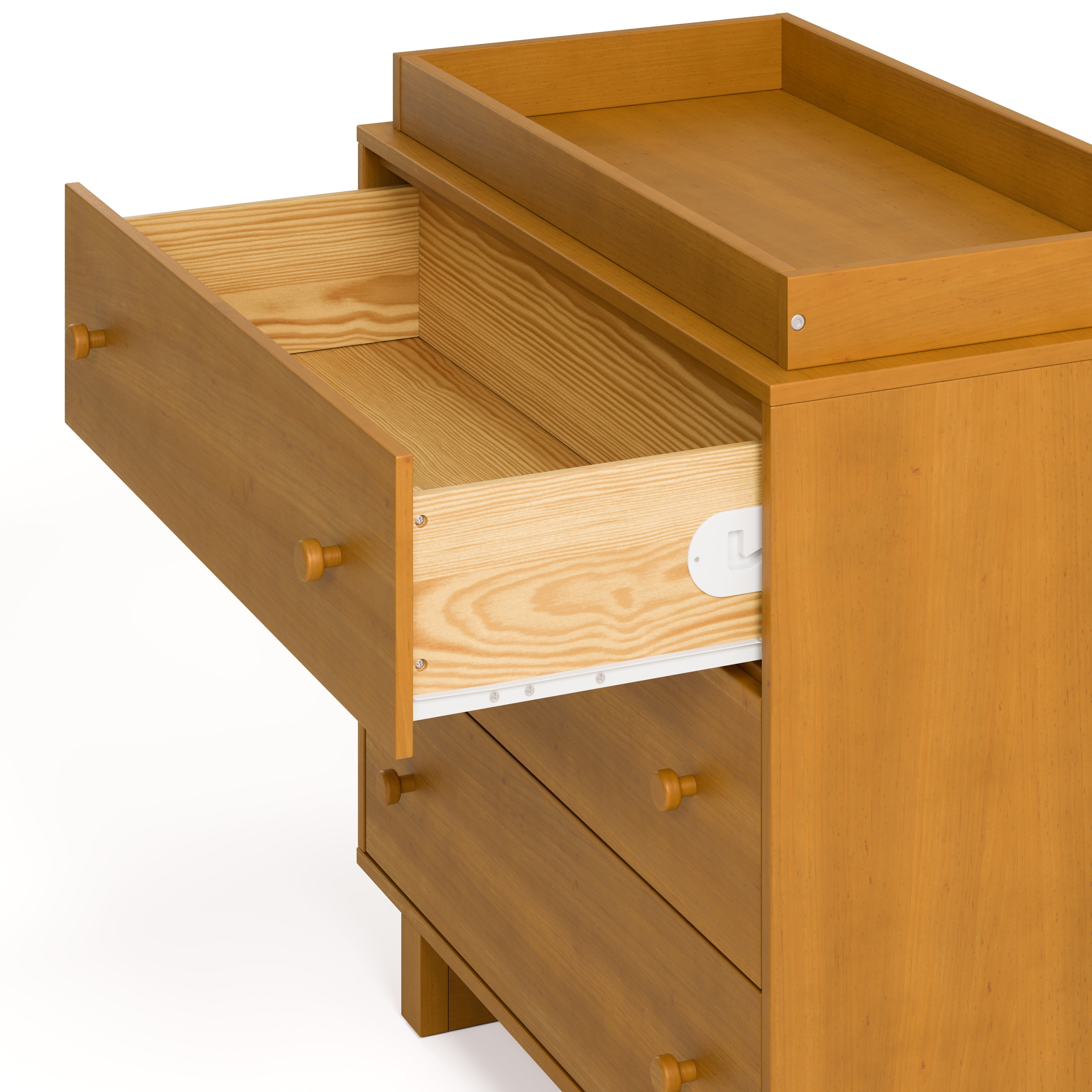 Storkcraft Texas 3 Drawer Chest with Removable Infant Changing Topper, Almond