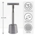 thumbnail image 4 of Old-Fashioned Manual Razor Metal Safety Razor with Razor Stand Eco Friendly and Reusable Razor Fits Most Double Edged Razor Blades, 4 of 8