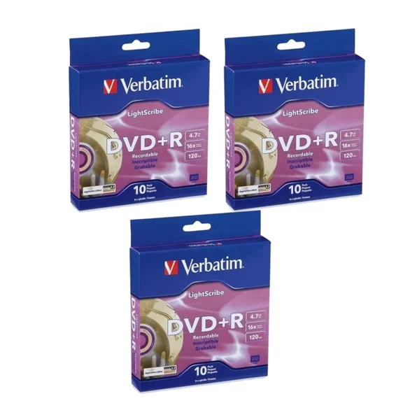 Verbatim LightScribe DVD R Blank Media 30pk - Laser Etch Prints Direct to Disc