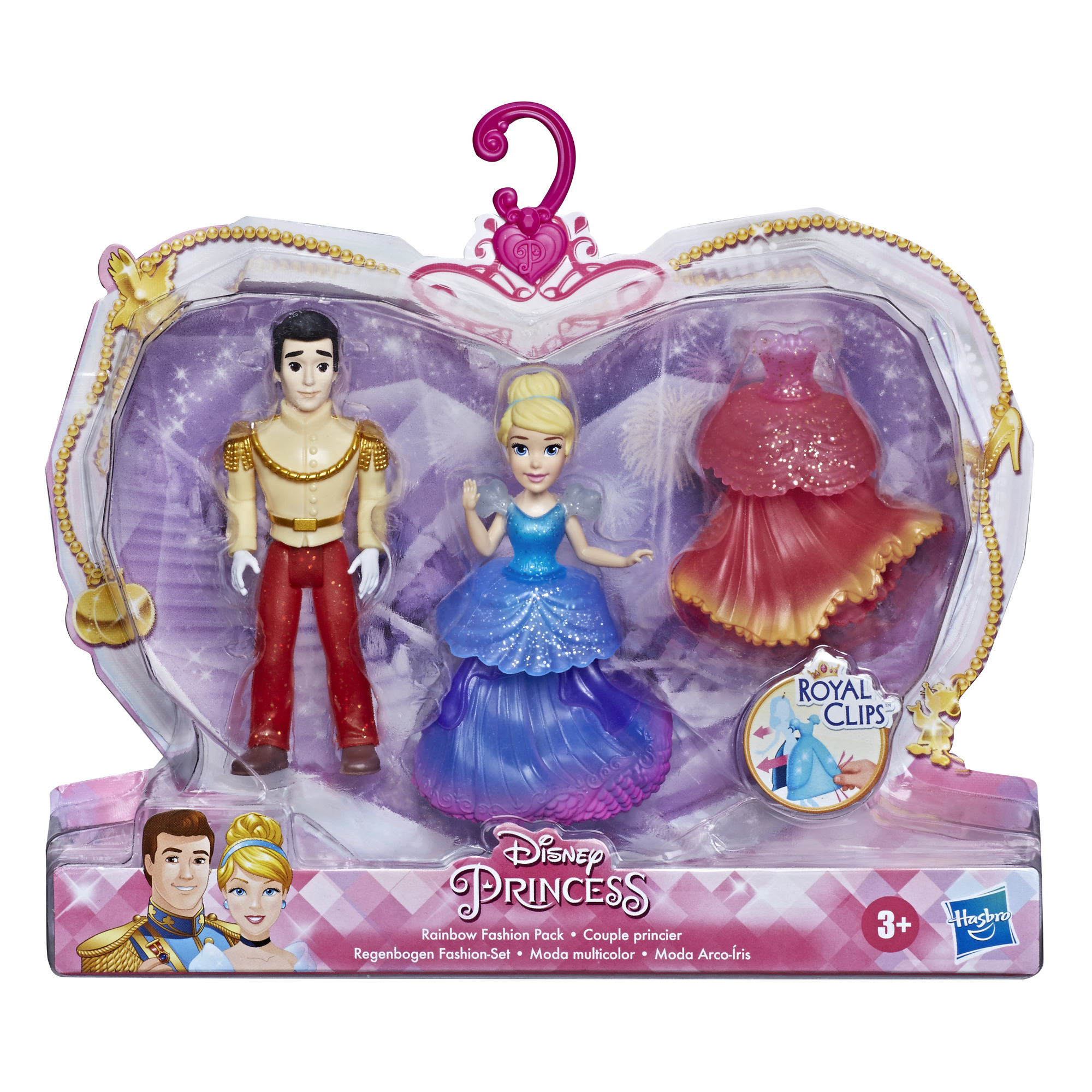 Disney Princess Cinderella and Prince Charming, with 2 Dresses Doll Playset, 4 Pieces Included - image 2 of 11