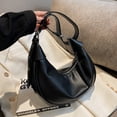 thumbnail image 4 of Bolsos de viaje de media luna para mujer Bolso bandolera de moda Bolso bandolera de cuero PU de color sólido, 4 of 9