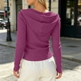 thumbnail image 7 of Ghalytn Women's Ribbed Knit Zip Up Hooded Crop Jacket Long Sleeve Slim Fit Casual Cardigan, 7 of 7