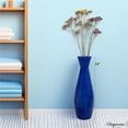 thumbnail image 2 of Uniquewise 24" Tapered Cylindrical Tall Bamboo Floor Vase Flared Trumpet Top Decorative Accent for Dried Flowers Pampas Grass and Branch Arrangements Stylish Home and Office Decor Piece, Cobalt Blue, 2 of 7