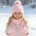 thumbnail image 2 of BRICH Kids Winter Hat Gloves Scarf Set Hat Beanie with Pom Winter Knit Neck Mittens for Girls Toddlers Pink One Size, 2 of 5