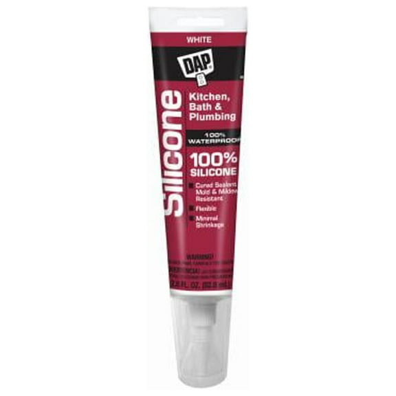 Dap 7079800750 Kitchen/Bath Silicone Sealant, White, 2.8-oz. - Quantity 6