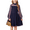 Navy Blue, variant on Girls Mesh Puff Lantern Long Sleeve Red Dress Mock Neck Formal Party A Line Short Tulle Dress