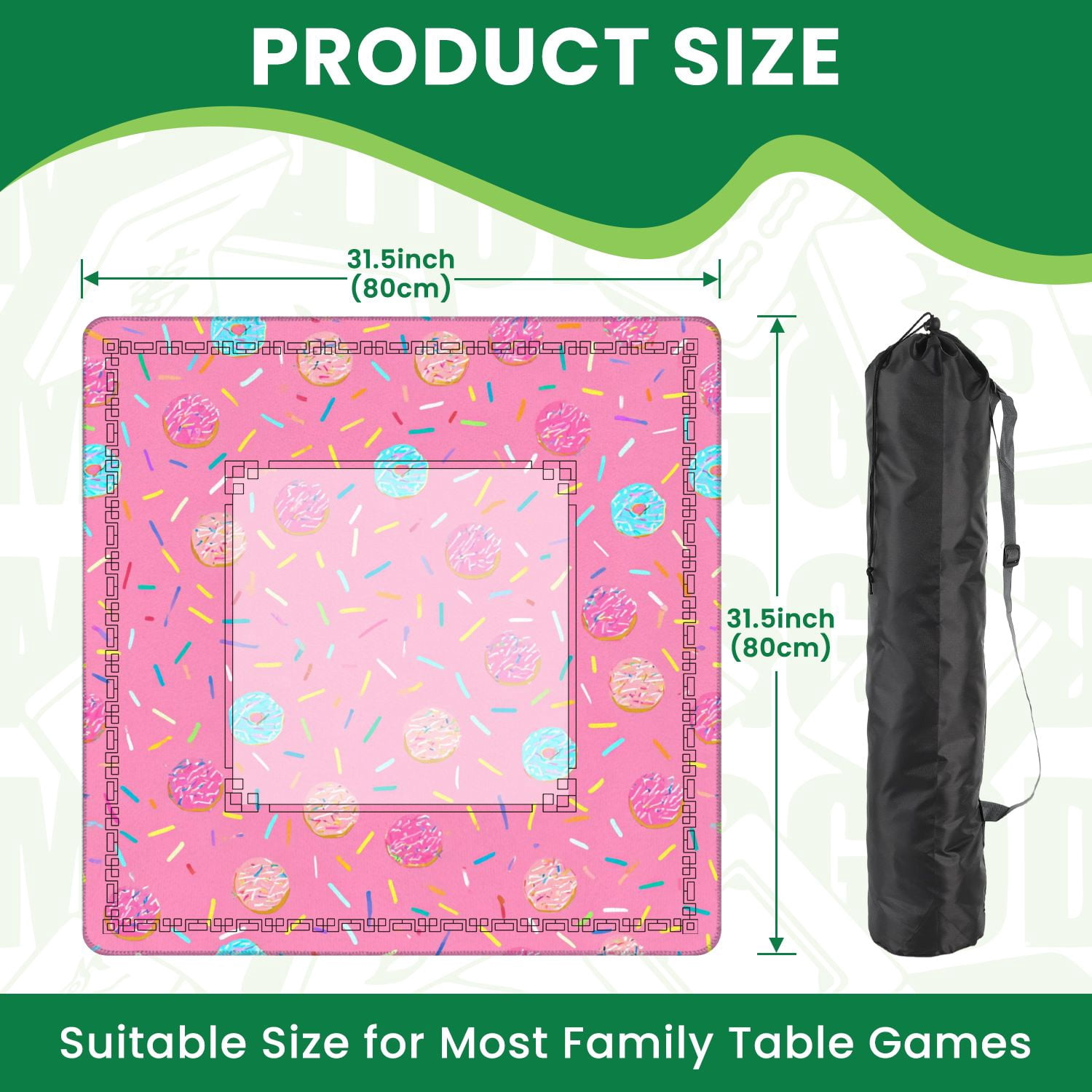 Mahjong Mat 31.5" x 31.5" Sprinkles Seamless Colorful sprinkles solid Non-Slip Noise Reduction American Mahjong Tiles Table Cover for Dominoes Poker Card Board Games Gift
