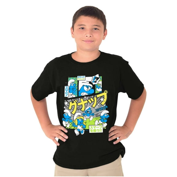 The Smurfs Gnap Attack Comic Book Crewneck T Shirts Boy Girl Teen Brisco Brands S