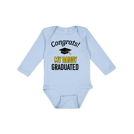 

Inktastic Congrats! My Daddy Graduated with Cap Gift Baby Boy or Baby Girl Long Sleeve Bodysuit