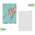 thumbnail image 2 of Easygdp World Travel Line Icons Map Golf Towel 24x16in for Men and Women with Carabiner Clip for Easy Attachment, 2 of 8