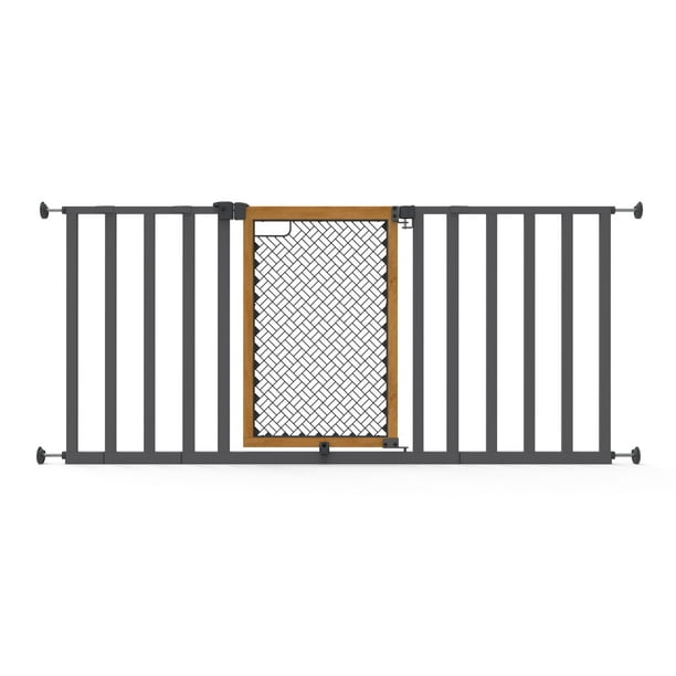 Summer by Ingenuity Thruway Serie 60XW Puerta de seguridad extra ancha para mascotas y bebés, 30"-60" de ancho, 26" de alto, montaje a presión o con herrajes, instalación de pared a pared en puerta o