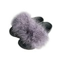 thumbnail image 2 of GERsome Womens Slides Fuzzy Slippers Open Toe Fluff Slippers With Arch Support Plantar Fasciitis Orthotic Slippers Women House Shoes, 2 of 6