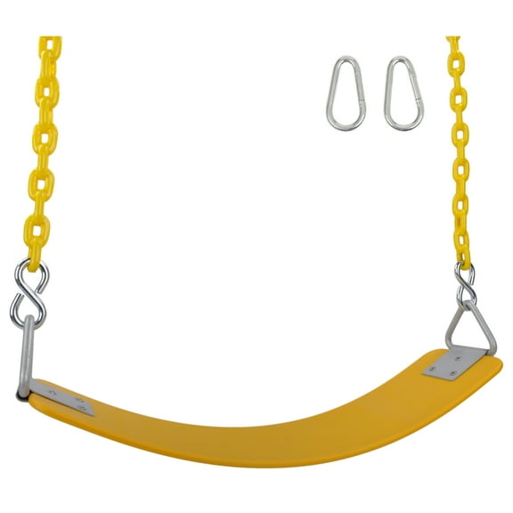 Swing Set Stuff Inc. Commercial Polymer Belt Seat with 5.5 Ft. Coated Chain (Yellow)