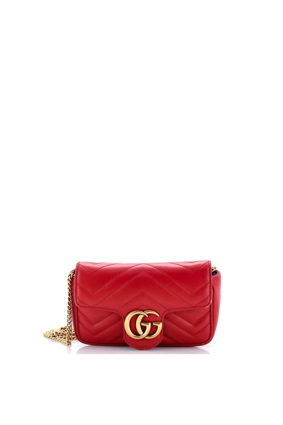 Pre-Owned GG Marmont Flap Bag Matelasse Leather Super Mini By Rebag