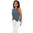 thumbnail image 3 of DARING DIVA Women's Striped Tank Top with Color Block XL Dark Blue Red, 3 of 7