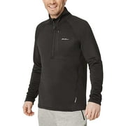 Eddie Bauer Quarter Zip Pullover Men, Fleece Jacket Men, Grid Fleece Mens Pullover, Mens Shirts Jacket with Chest Pocket (Black XX-Large)
