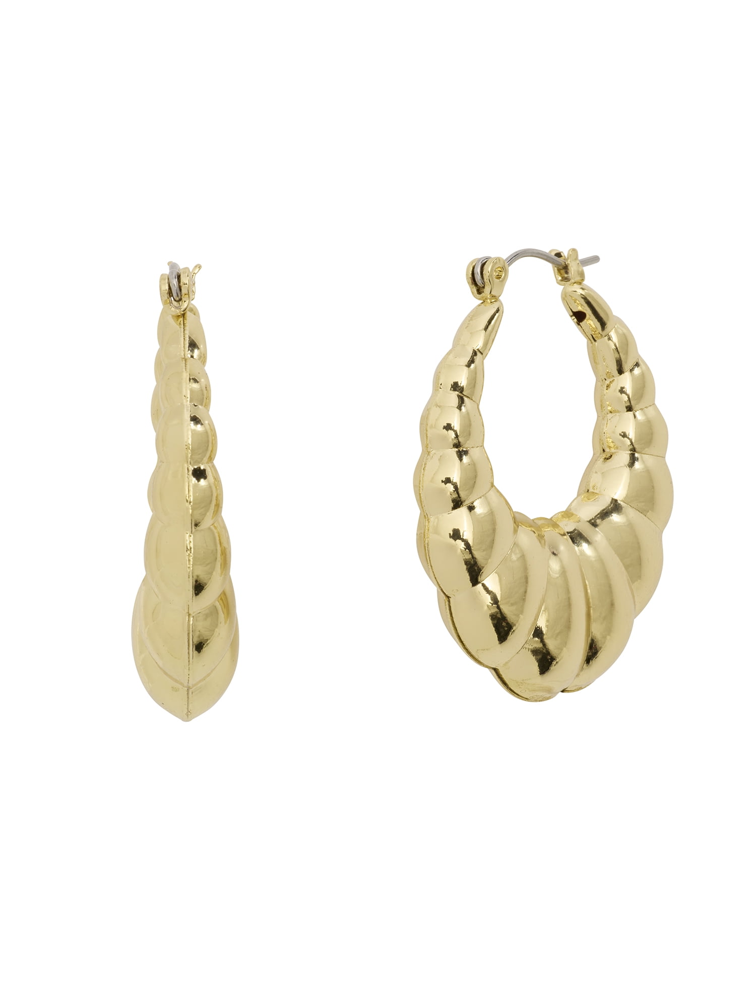 Madden NYC Women's Fashion Gold Tone Crescent Hoop Earrings