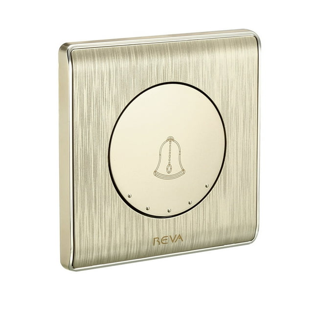 Interruptor de timbre 250V 86x86 Reinicio automático Botón redondo dorado champán con patrón de campana 86x86
