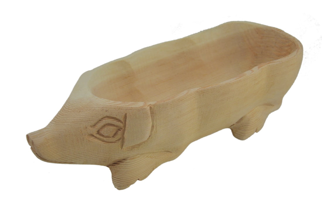 Hand Carved Pig Wooden Centerpiece Bowl Com