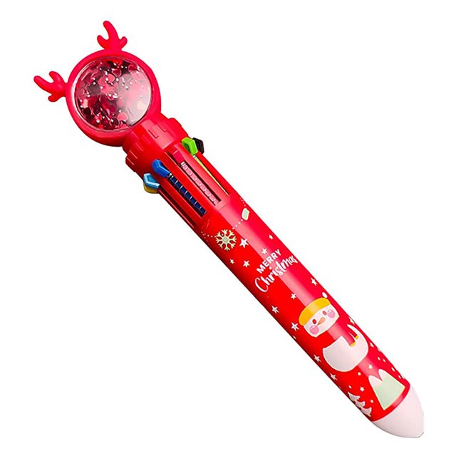 Bolígrafo Multicolor de Navidad 10 en 1, bolígrafo retráctil colorido para oficina, material escolar, estudiantes, niños, regalo de Navidad
