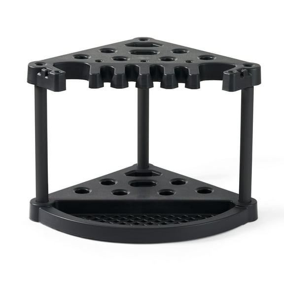 Keter Compact Corner Tool Rack for Storage and Organization of Long-Handled Garden Tools, and Accessories