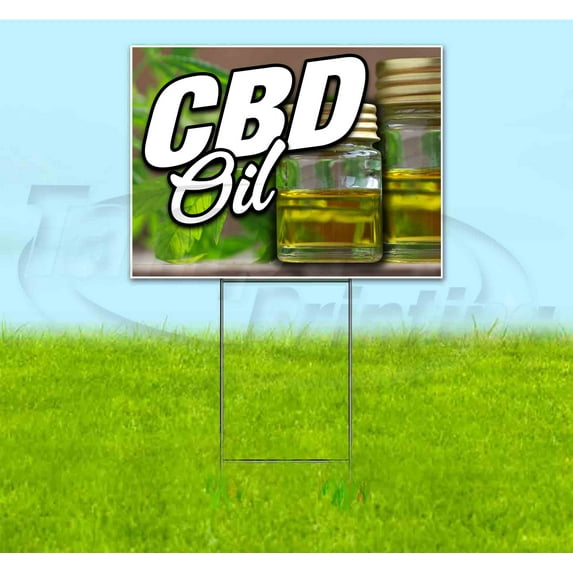 CBD Oil Jar (18" x 24") Yard Sign, Includes Metal Step Stake
