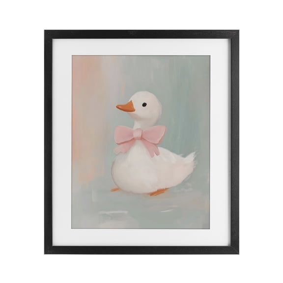Stupell Industries Duckling Portrait with Bow Black Framed Print Under Glass, design by The Prints Vibe