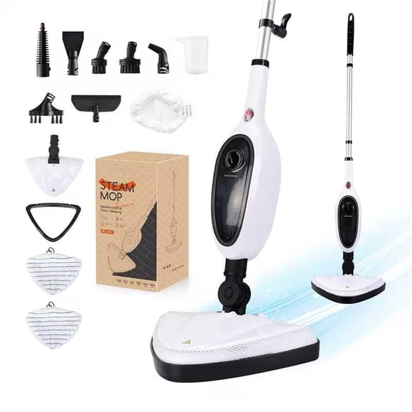 FEPPO Steam Mop with Detachable Handheld Steam Cleaner for Home and Floor Cleaning, 10-in-1 Multi-purpose Attachments, Powerful Steamer for Floors, H