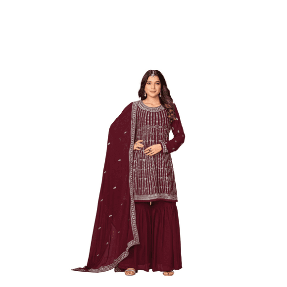 Custom Made Indian Designer Sharara Suits For Women & Girls Heavy Georgette Kurta Kurti Sets