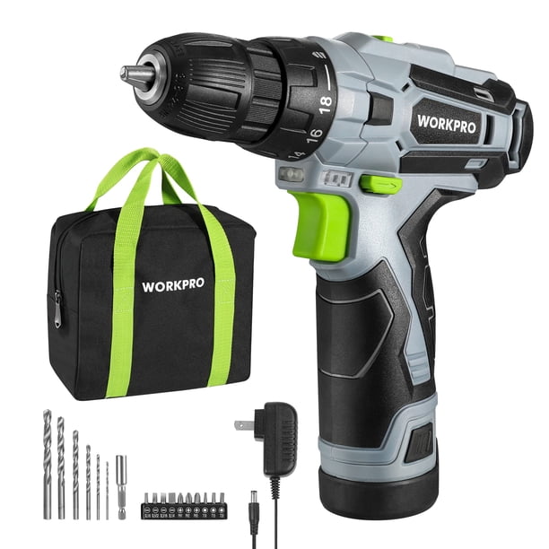 Taladro inalámbrico WORKPRO 12V con cargador y bolsa