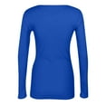thumbnail image 6 of Mohiass Womens Long Sleeve Stretch Crewneck Ribbed T-Shirt Slim Fit Casual Basic Tops Blue XL, 6 of 8