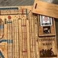 1PC Cribbage War Game,Wooden Cribbage Board Game Set Has a Storage
