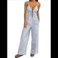 thumbnail image 3 of Conjunto de 2 Piezas para Mujer: Camiseta Sin Mangas con Cordones y Espalda Descubierta, y Pantalón con Cordón Ajustable Conjunto de Club, Azul XL, 3 of 9