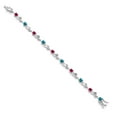 thumbnail image 2 of Gem Stone King 925 Sterling Silver Heart Shape London Blue Topaz Red Created Ruby and Round White Lab Grown Diamond Greek Vine Flower Tennis Bracelet for Women (5.79 Cttw, 7.5 inch), 2 of 4