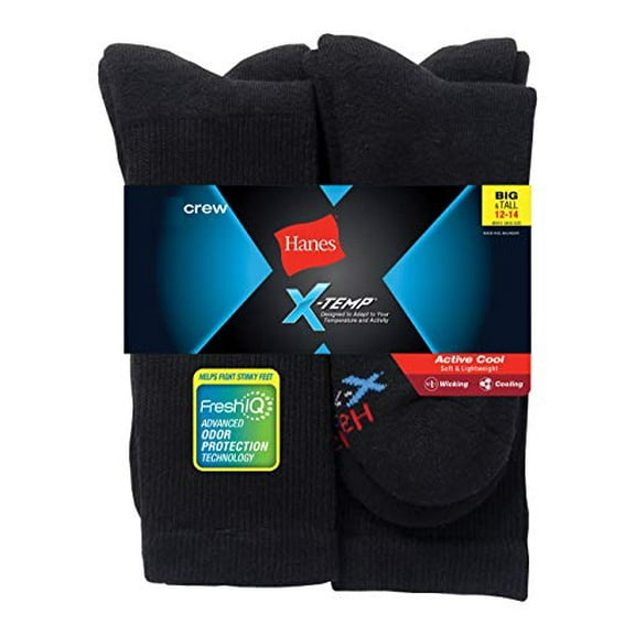Big and Tall Crew Socks (AC18P) Black, 12-14