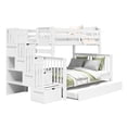 thumbnail image 2 of Bedz King Stairway Bunk Beds Twin over Full with 4 Drawers in the Steps and a Full Trundle, White, 2 of 9