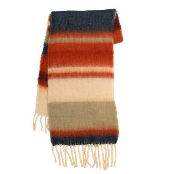 lanema Striped Knitted Wool Muffler for Women Autumn Winter Soft Warm Long Scarf Shawl