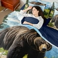 thumbnail image 4 of Manfei Teens Wildlife Bear 7 Pieces Bedding Comforter Set,Chic Flower Full Bedding Set Lightweight,Woodland Animal Fitted Sheet Flat Sheet,Microfiber Bedroom Decor,Reversible, 4 of 8
