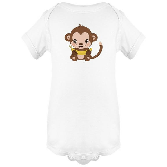 Baby Monkey Eating Banana Bodysuit Infant -Image by Shutterstock,  6 Months