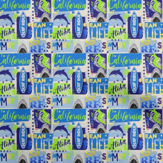 oneOone Polyester Spandex Medium Blue Fabric California Ocean Ride Craft Projects Decor Fabric Printed By The Yard 56 Inch Wide